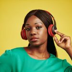 Get the publicity you deserve (stylish woman listening to headphones)